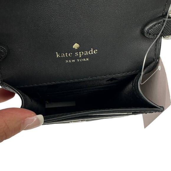 Kate Spade Tinsel North South Flap Phone Crossbody Bag in Glitter Black - Picture 4 of 5